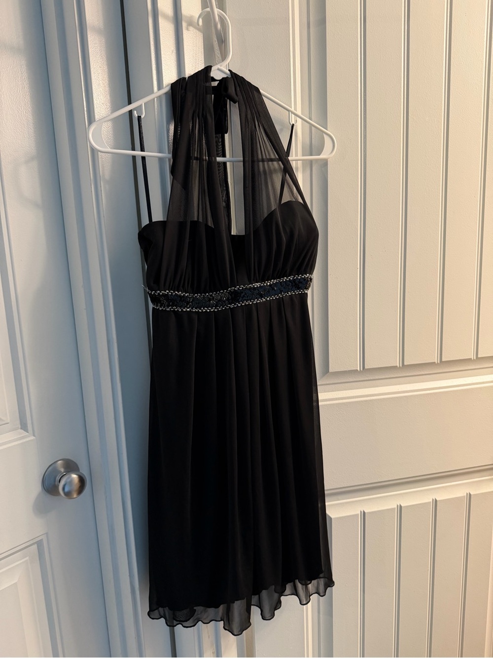 Black Evening Dress with Beaded Waist